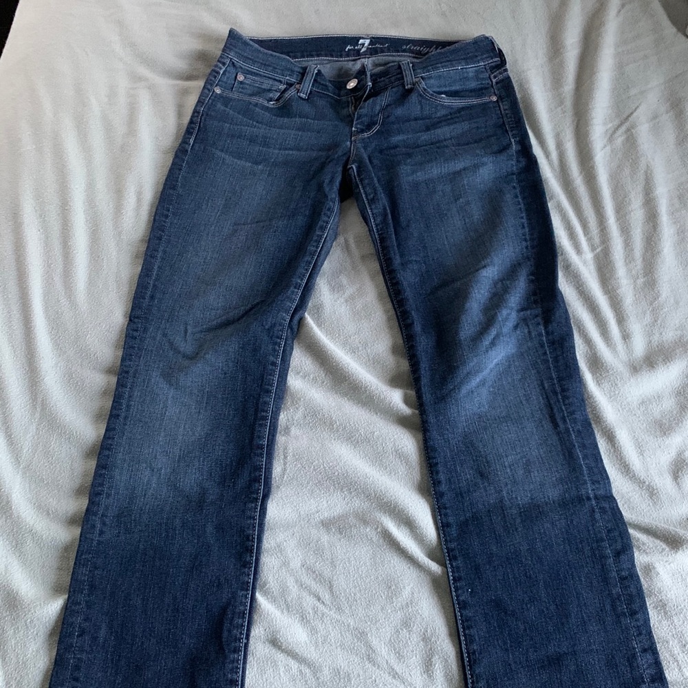 7 jeans “straight leg” size 26; hemmed